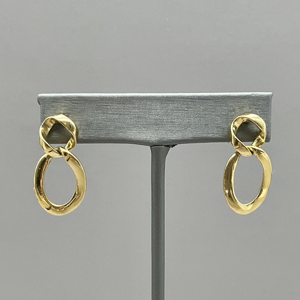 Trifari Earrings Gold Tone Oval Link Dangle Drop Statement Fashion Jewelry‎ 1"